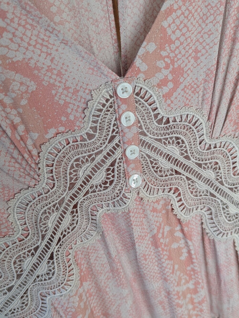 Boho Maxi Dress in Blush Pink with Lace Trim 2 - Picture 5 of 13